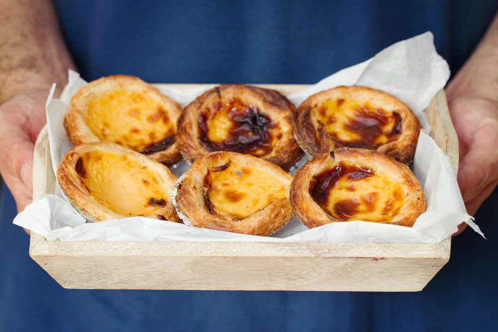 Custard pastries at the famous Pastéis de Belém, Belém, Portugal.