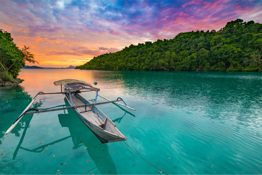 Sunset, Togean Islands, Sulawesi, Indonesia. 