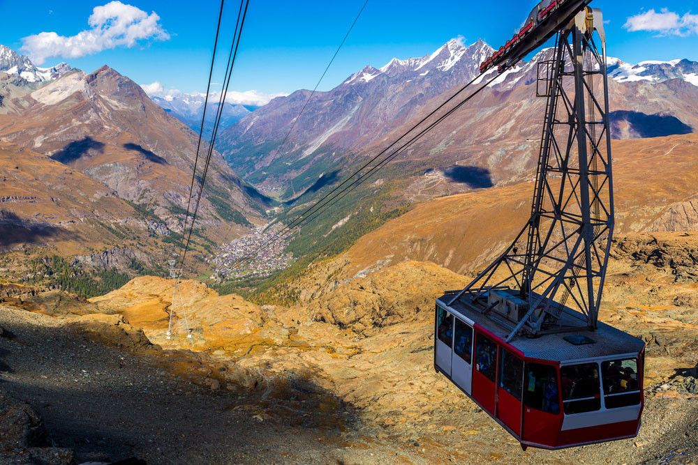 Cable car to Klein Matterhorn, Zermatt, Switzerland.