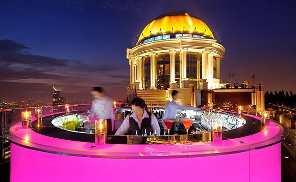 Sky Bar at the Lebua State Tower, Silom, Bangkok, Thailand. Credit: Lebua