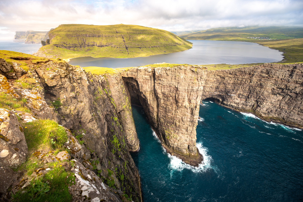 Lake Sørvágsvatn, Faroe Islands, Denmark.