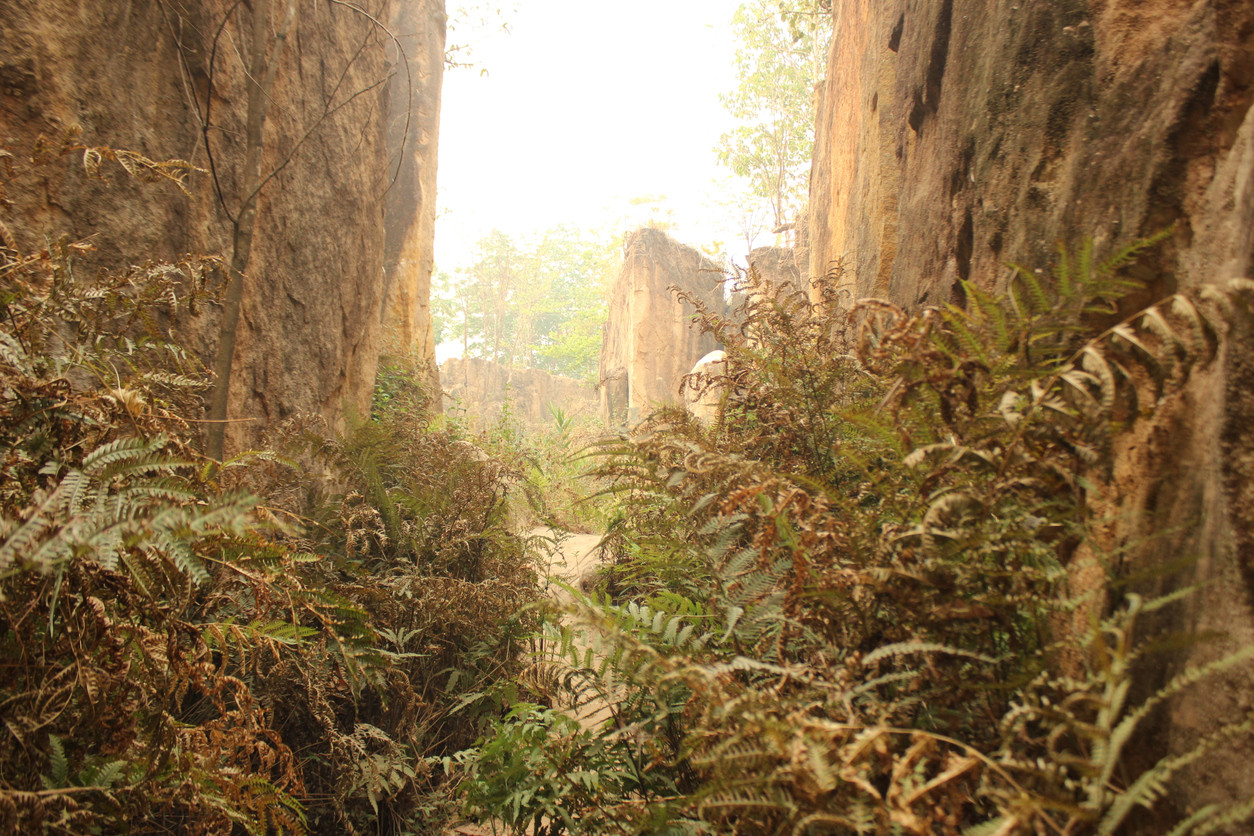 Pai land split, Pai, Thailand.